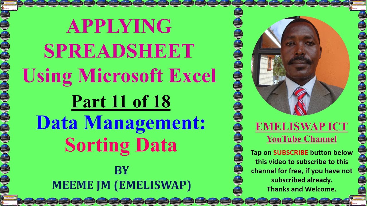 Sorting Data Using Microsoft Excel Youtube