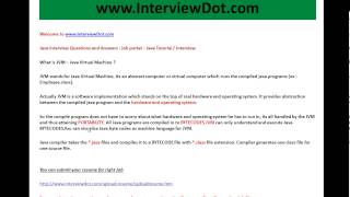 What is java virtual machine Java Job interview questions and answer