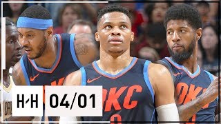 OKC Thunder BIG 3 Full Highlights vs Pelicans 2018.04.01 - Russell Westbrook, Paul George & Carmelo