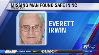 Missing man found safe in NC