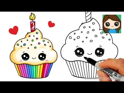 How To Draw A Cute Cupcake With A Face