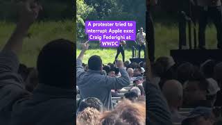 A protester tried to interrupt Apple exec Craig Federighi at WWDC. #Apple #WWDC
