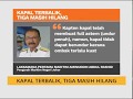 Kapal terbalik, tiga masih hilang