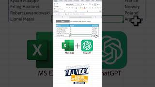 ChatGPT In Excel Shorts #4 #dataanalysis #excelfansonly #excelforbeginners #tutorial