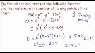 Pre-Calculus 2.2: Polynomial Functions of Higher Degree part 2