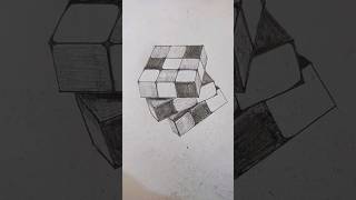 How to Draw a 3D Cube in  Simple Steps #drawing #youtubeshorts #trending 👌