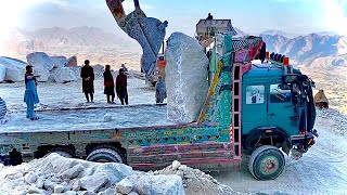 Amazing,Mountain Manufacturing Stone Cutting & Truck Loading, Marbile Making Process