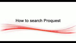 How to search ProQuest