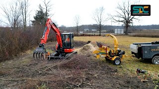 Clearing land with MDE Scorpion S750 Grab \u0026 Kubota 5.7 Ton Excavator | Sanders Demolition Crushing