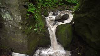 World of Waterfalls: Descending the Steps while focused on Choshi Otaki and a Neighboring Waterfall