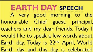 Speech on World Earth Day by Smile Please World