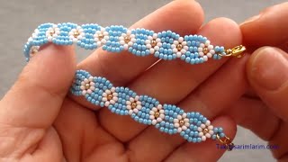 OLDUKÇA ŞIK ÇİÇEKLİ YENİ MODEL BİLEKLİK YAPIMI/NEW MODEL FLOWER BRACELET MAKING