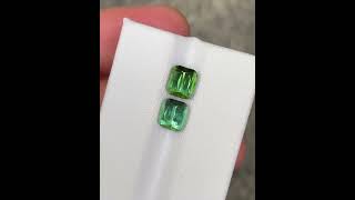 3.96 carats | Green Tourmaline Stone Pair Cushion Cut Afghan Gemstone #tourmaline #gemstone