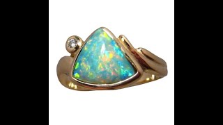 1.6 Carat Free Form Opal and Diamond Ring 14k Gold - 6847 | FlashOpal