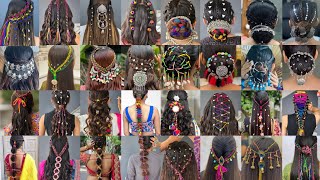 navratri hair style,viral trend,boho hair string Navratri trending hairstyle 2024.Garba  hairstyle