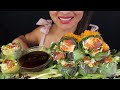 eating paper wrapped sushi asmr mukbang crunchy fresh seafood