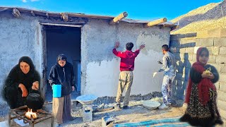 The big project: finishing the whitewash and starting cementing the outer walls of the house