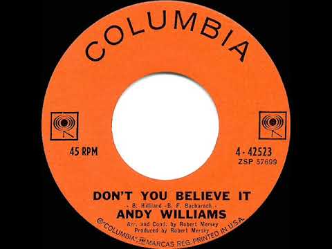 1962 HITS ARCHIVE: Don’t You Believe It - Andy Williams - YouTube