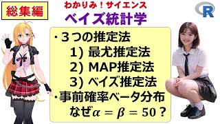 【ベイズ統計学３つの推定法(総集編)】MCMC法理解の補足のために３つの推定法を解説します。#MCMC  #ベイズ統計学  #わかりみサイエンス #ツルマキマキ