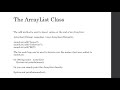 The ArrayList Class