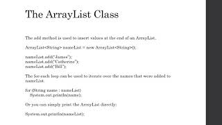 The ArrayList Class