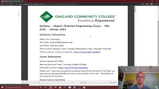 CIS 2151 (evening) - Object Oriented Programming ( Java ) - Course Intro - Winter 2021