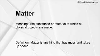 Matter Meaning