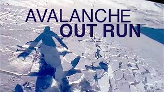 Snowboarder out runs an Avalanche [HD] 2016