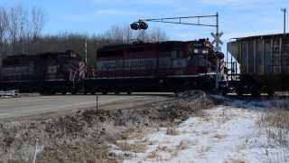 WSOR L355 eastbound crossing Highway 11 in Juda, Wi 2-24-14