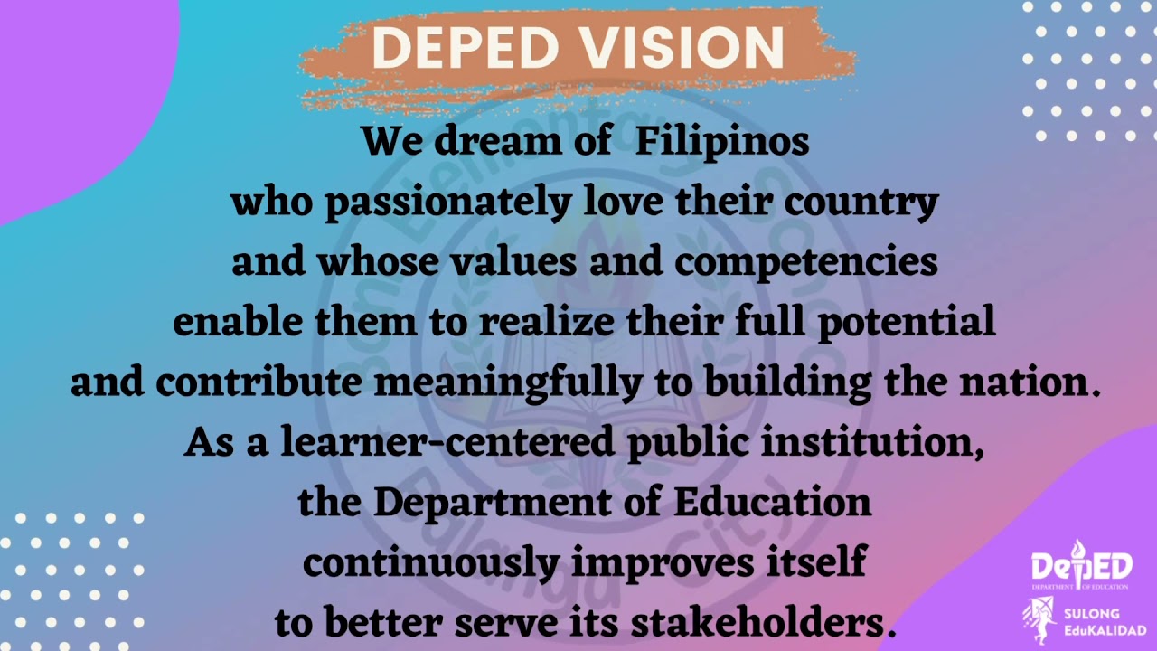 DepEd Mission, Vision, Core Values - YouTube