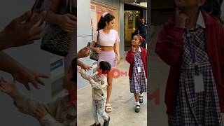 Janhvi Kapoor gets SURPRISED as young kids come running towards her #shorts #janhvikapoor