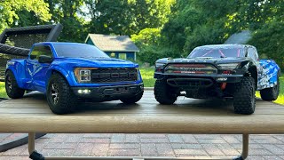 Traxxas Raptor R vs ARRMA Senton 3s - Street \u0026 Off-Road Battle