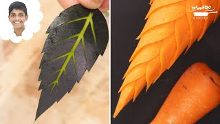 Carrot Leaf | Watermelon Leaf | Vegetable Carving | Fruit Carving | Tutorial 35