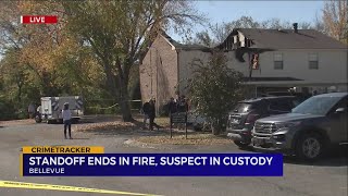 Standoff ends in fire in Bellevue, suspect in custody