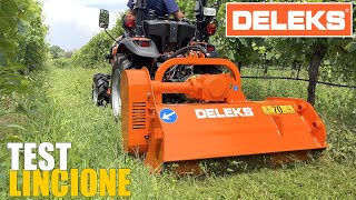 Field test: new Deleks flail mower LINCIONE mounted on TAFE tractor.