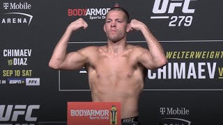UFC 279 OFFICIAL WEIGH-INS: Nate Diaz Makes Weight as Chimaev Struggles