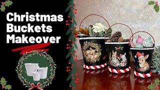 Christmas Metal Bucket Makeover|Metal Tin Pail Makeover|Christmas Decor|Trash to Treasure|