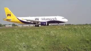 monarch aircraft take off at leeds and bradford