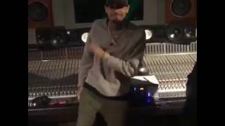 Chris Brown listening to "Privacy" in the studio