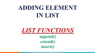 Adding element in list | list function | append () extend () insert() #python