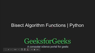 Python Programming Tutorial | Bisect Algorithm Functions in Python | GeeksforGeeks