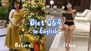 -12kg Diet Q\u0026A in English / Motivation / How to succeed in diet / Workout during period?