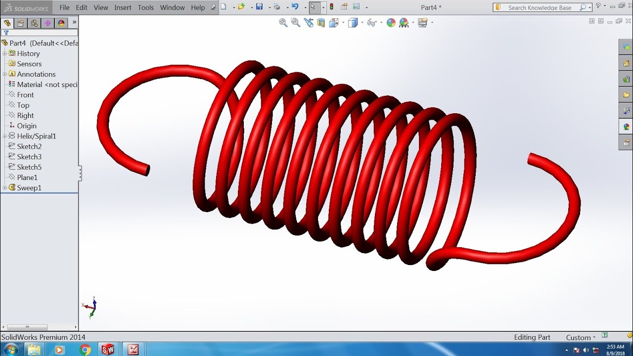 Как нарисовать спираль в солид воркс
