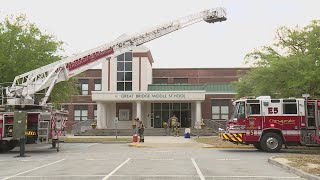 Crews respond to fire at Great Bridge Middle School in Chesapeake