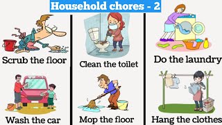 Household chores In English | Household chores vocabulary | Household chores with Examples