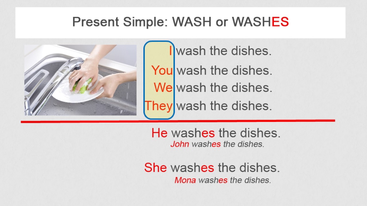 Present Simple: Wash Or Washes - YouTube