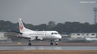 鹿児島空港 Japan Air Commuter (JAC) Saab340B JA8649 離陸 2013.12.1