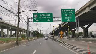 #Driving in Bangkok# Viphavadee road, Don Muang Airport Very Beautiful road.Viphavadee路，廊曼机场非常美丽的路。