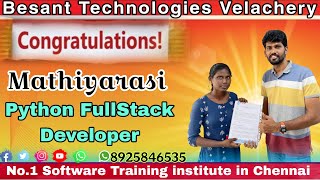 Mathiyarasi Got Placed as Python Fullstack Developer | Success Story | Besant Technologies Velachery