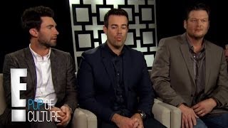 Adam Levine, Blake Shelton and Carson Daly on "The Voice" | E! Entertainment